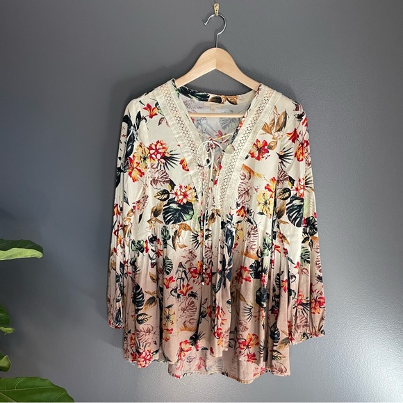 Mystree Tops - Mystree Boho Floral Ombre Blouse